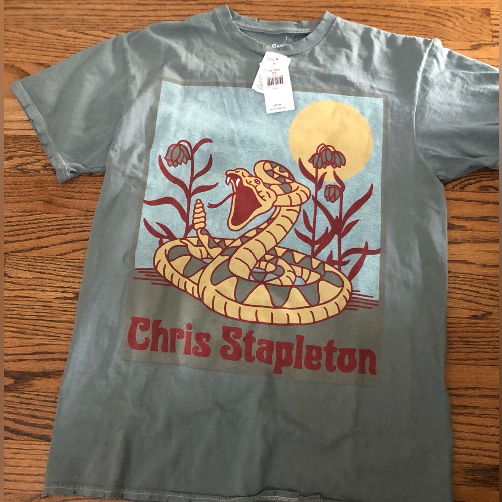 Chris Stapelton Snake Graphic T-Shirt With Notched Collar & Hem 100% Cotton